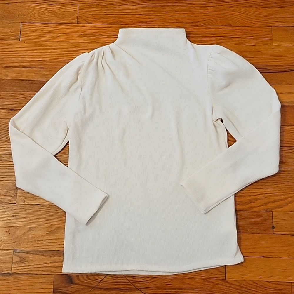 Express chenille gathered mock neck sweater